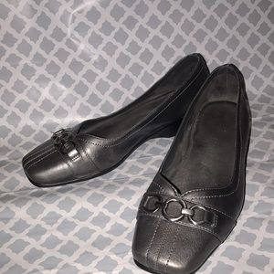 Aerosoles Grey-Steel Leather Wedge Casual Ballet Shoes Size 10 M Slip-On